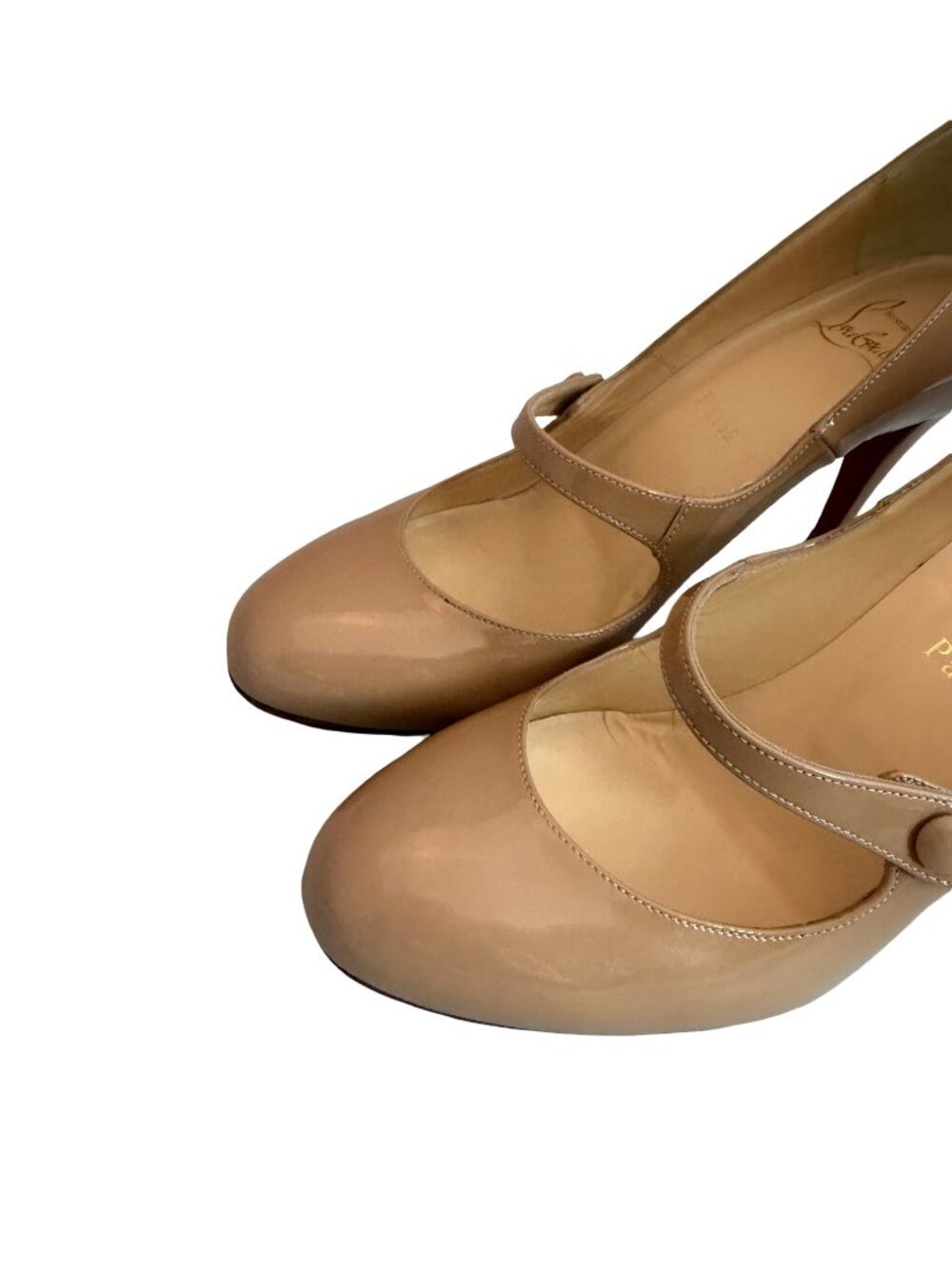 Christian Louboutin Charleen Patent Leather Mary Jane Pumps Nude 100mm Size 39 - Picture 7 of 16